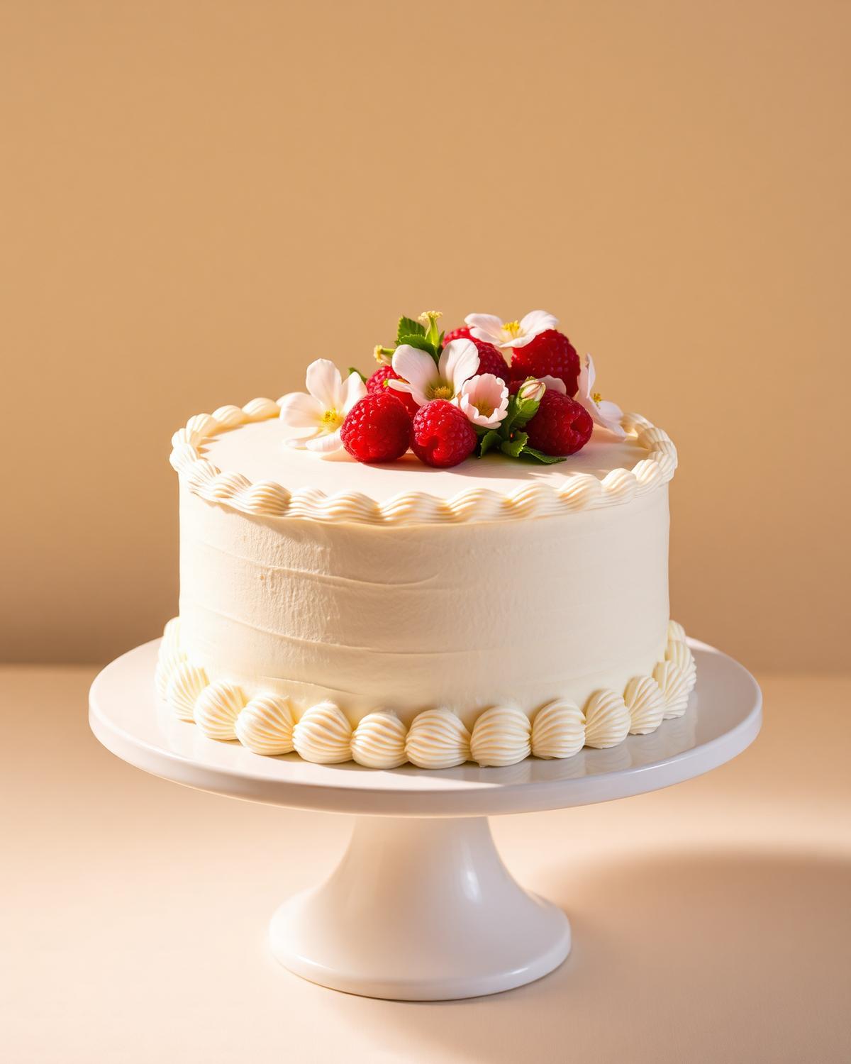 Celebration cake with buttercream and berries