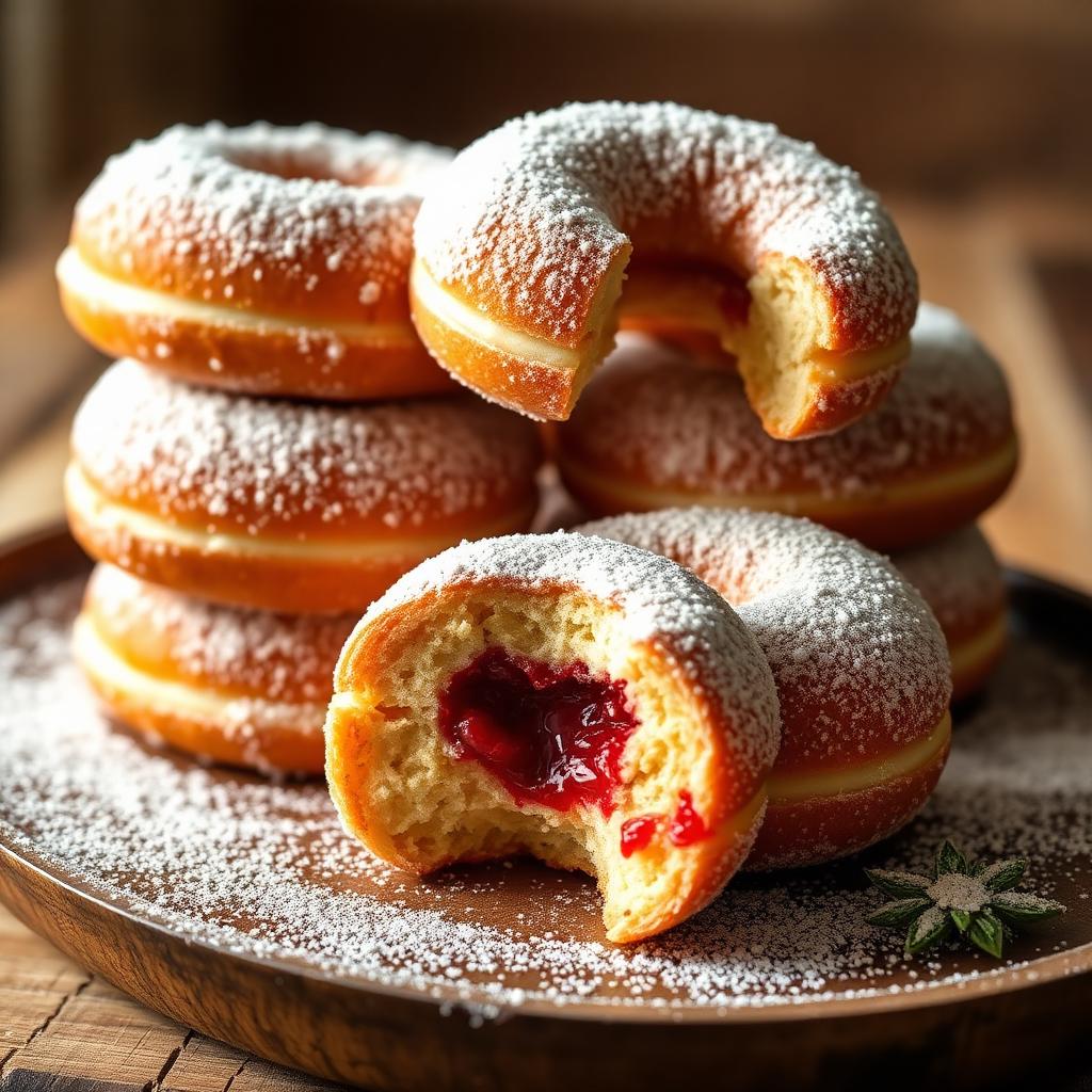 Powdered jelly donuts
