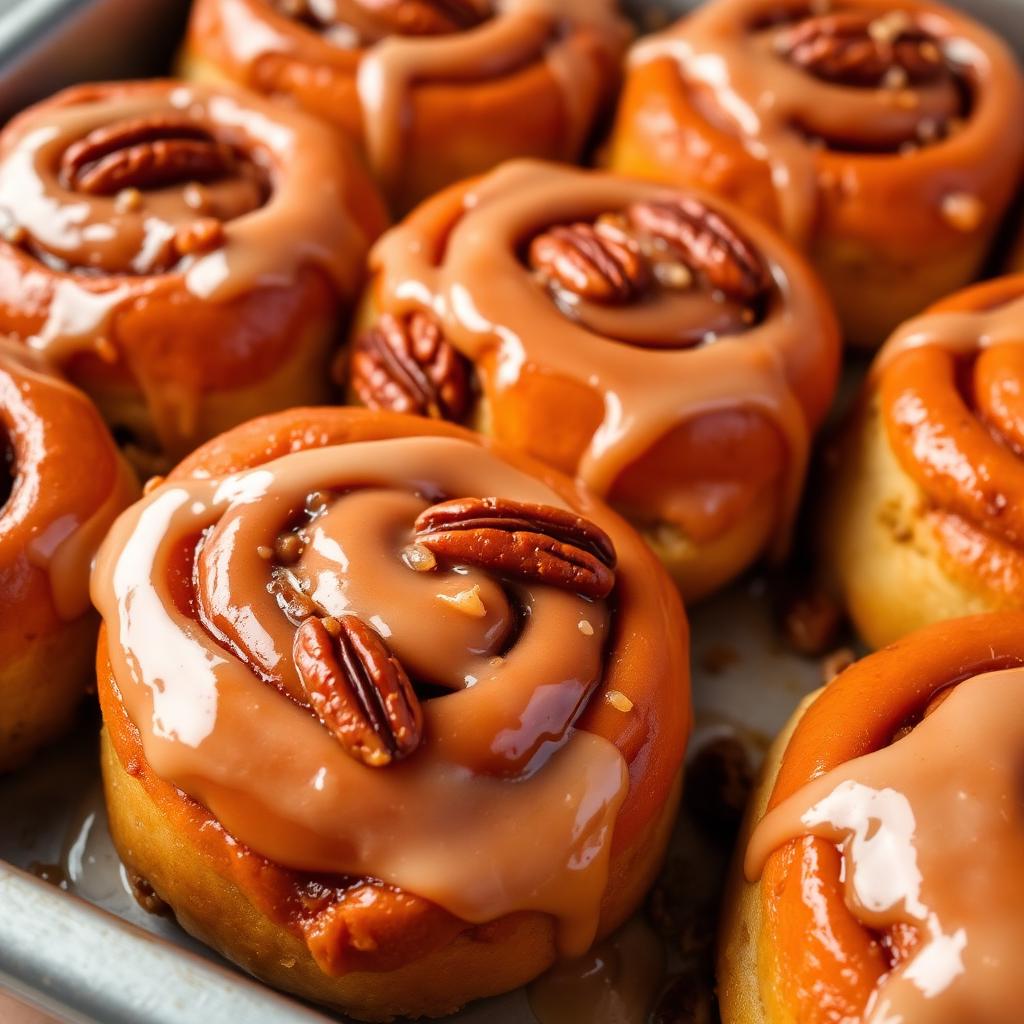 Sticky buns glazed with caramel